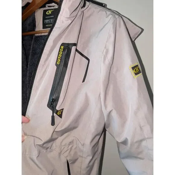 CK Jacket Womens Size Medium Black Hooded Fleece Lined Outdoor Chic - Picture 3 of 6